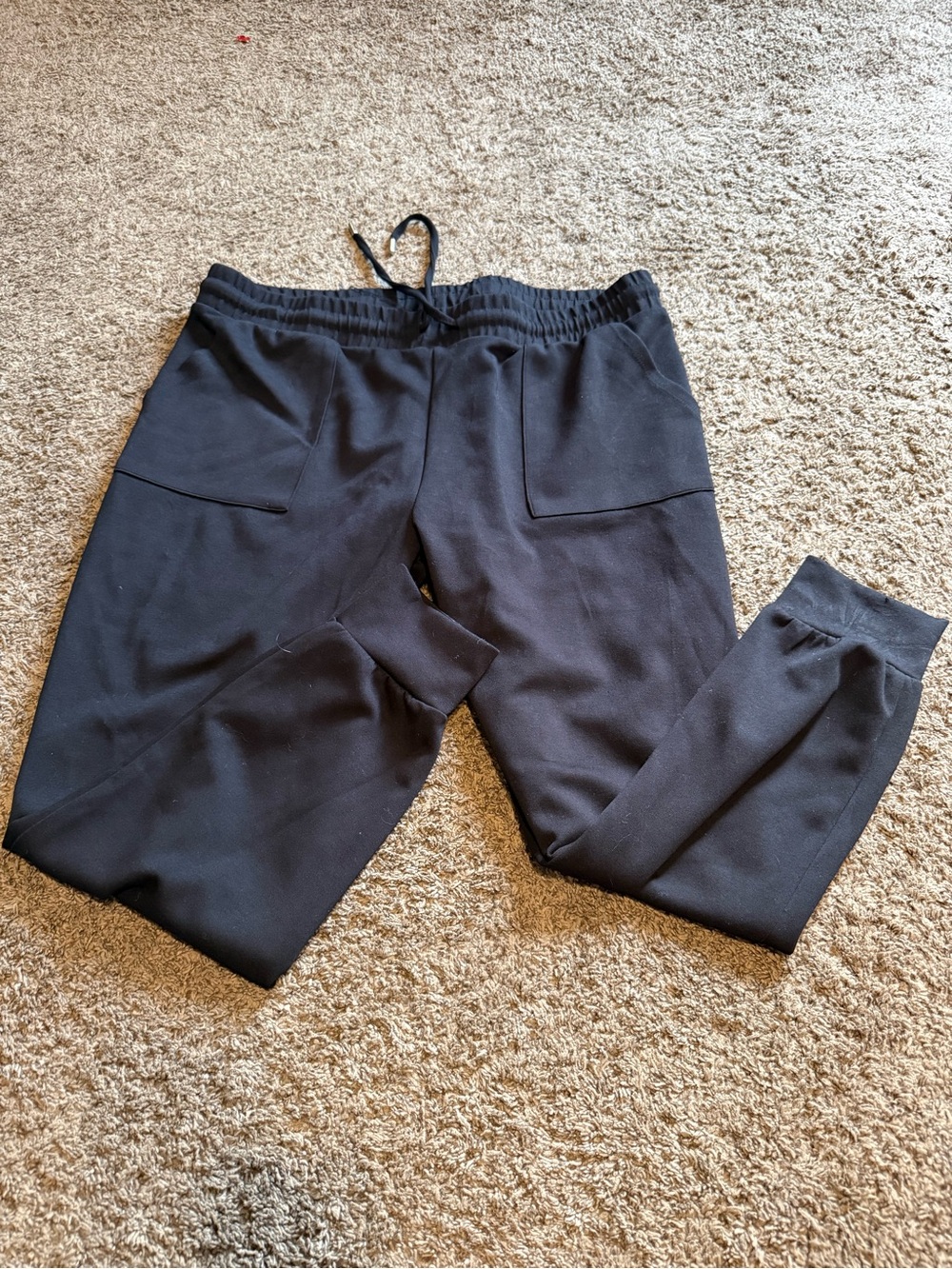 Women’s Black Track Joggers with Elastic Waist and Cuffed Ankles